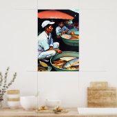 Fischmarkt - Leinwand Art Print Poster (Küche)