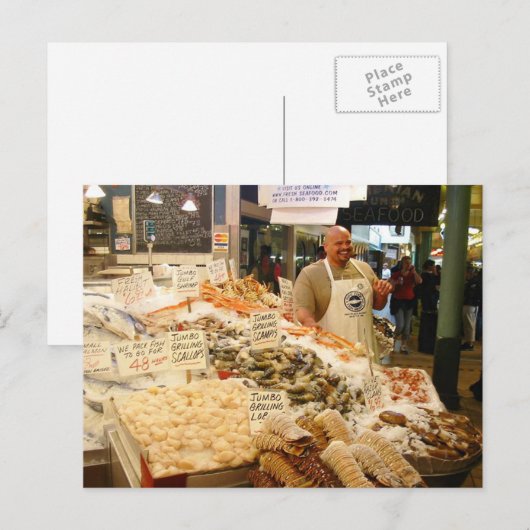 Fischmarkt Seattle Washington Postkarte (Vorne/Hinten)
