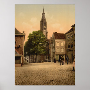 Fischmarkt und Neue Kirche, Delft, Niederlande Poster