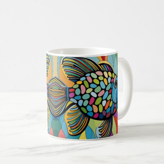 Fischmosaik Kaffeetasse (VorderseiteRechts)
