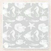 Fischmotiv: Schwarz-weißes Muster. Glasuntersetzer (Rückseite)