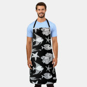Fischmotiv: Schwarz-weißes Muster. Schürze (Getragen)