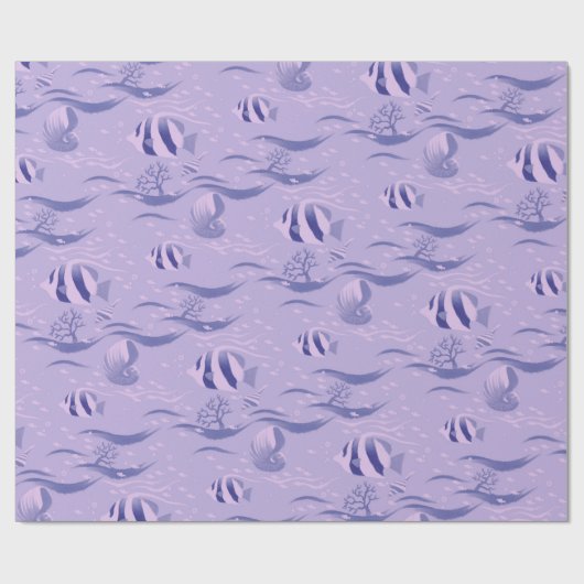 Fischmuster auf Lila Umschlagpapier Geschenkpapier (Flach)
