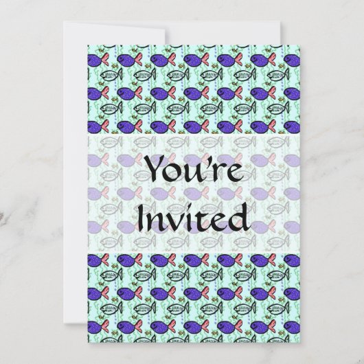 Fischmuster Blauer Fischgeistfisch. Einladung (Vorderseite)