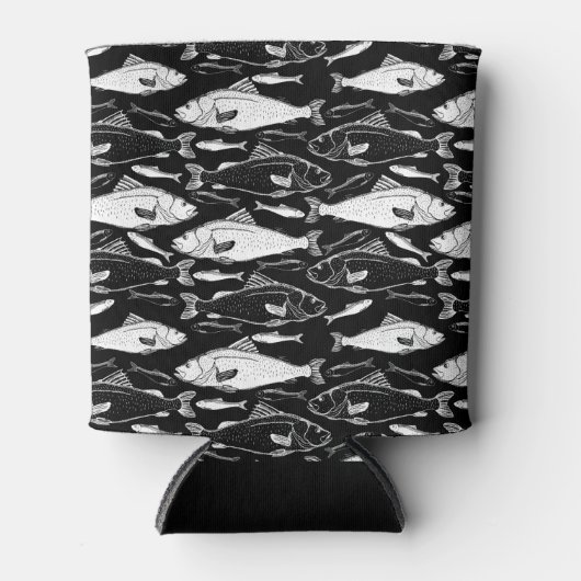 Fischmuster Fisher Geschenk Schwarz Dosenkühler (Vorderseite)