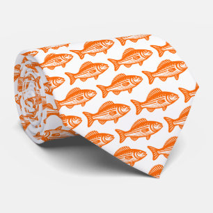 Fischmuster - Orange auf Weiß Krawatte
