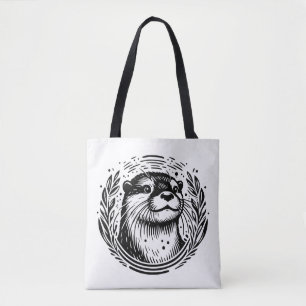 Fischotter-Botanik-Illustration Tasche