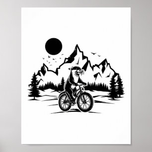 Fischotter Fahrradfahren Vintage Mountainbiken Fis Poster