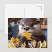 Fischotter Mit Austern-Tacos Postkarte (Vorne/Hinten)