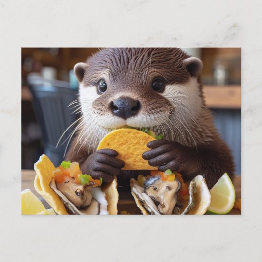 Fischotter Mit Austern-Tacos Postkarte (Vorderseite)