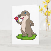 Fischotter mit Blume Karte (Gelbe Blume)