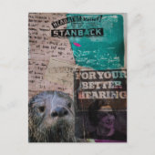 Fischotter mit Vintage-Werbung Collage Postkarte (Vorderseite)