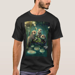 Fischotter-Wortspiele Süße Otter beim Spielen 2 T-Shirt