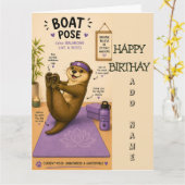 Fischotterentspannung im Bootpose, Dunkellila Gebu Karte (Gelbe Blume)