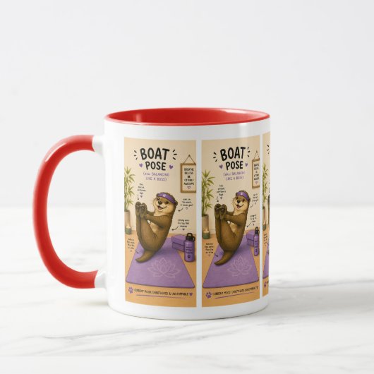 Fischotterentspannung im Bootpose, Dunkles Lila Tasse (Links)