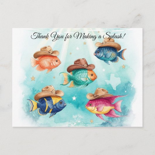 Fischparty Texas danke Postkarte (Vorderseite)
