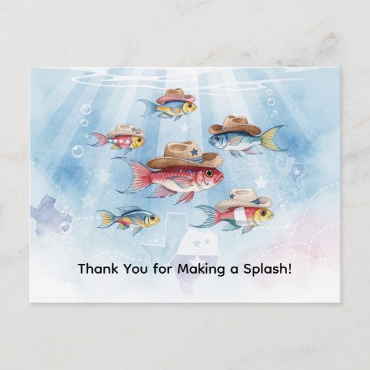 Fischparty Texas danke Postkarte (Vorderseite)