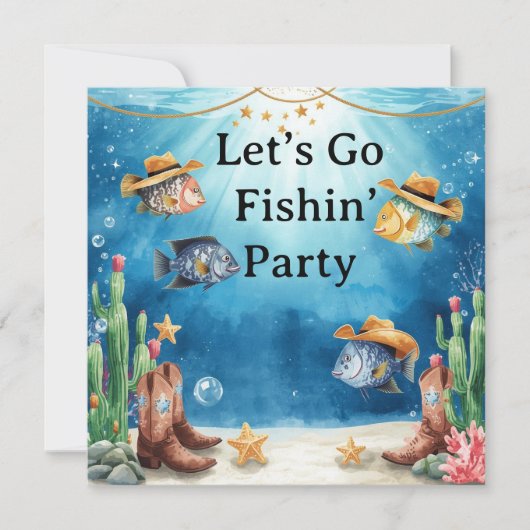 Fischparty Texas Thema Einladung (Vorderseite)