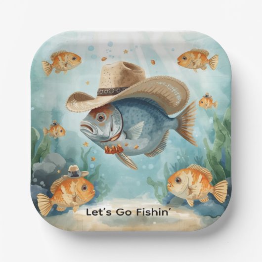 Fischparty Texas Thema Pappteller (Vorderseite)