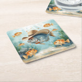 Fischparty Texas Thema Rechteckiger Pappuntersetzer (angewinkelt)