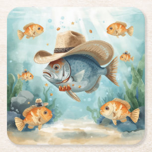 Fischparty Texas Thema Rechteckiger Pappuntersetzer
