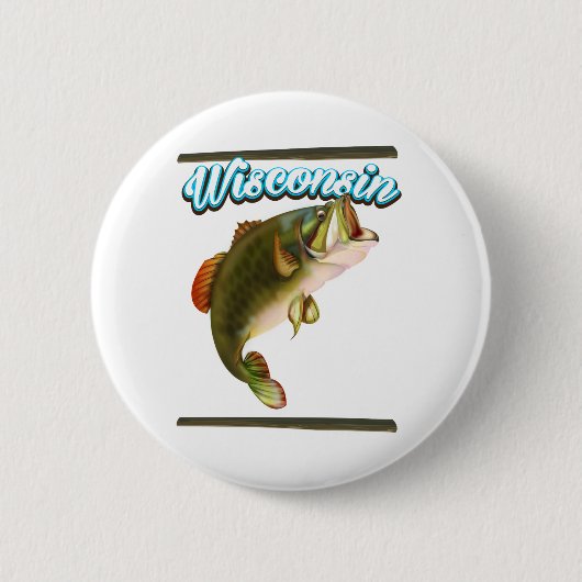Fischplakat Wisconsin Button (Vorderseite)
