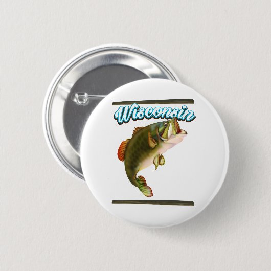 Fischplakat Wisconsin Button (Vorne & Hinten)