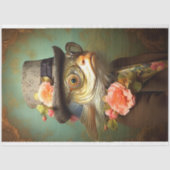 Fischportrait in Anzug und Hat 3 Decoupage Paper Seidenpapier (Vorderseite)