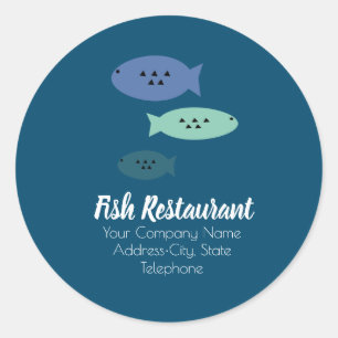 Fischrestaurant Shop Fischereigeschäft Label Runder Aufkleber