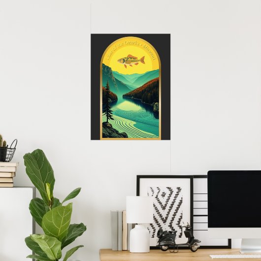 Fischretro am Ozarks-See Poster (Heimbüro)