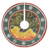 Fischrogen und Winterschneeflocken Polyester Weihnachtsbaumdecke (Vorderseite)