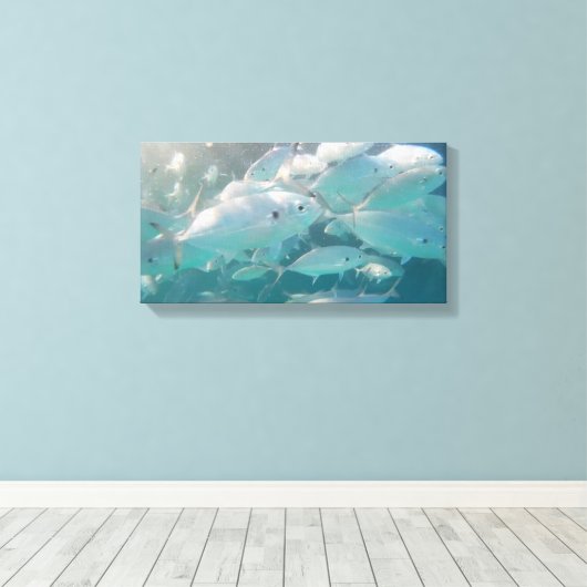 FISCHSCHSCHULE AUF LEINWAND 20 "x 16" (Insitu (Holzboden))