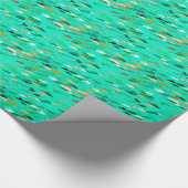 Fischschule, Aqua, Green und Gold Geschenkpapier (Ecke)