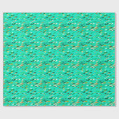 Fischschule, Aqua, Green und Gold Geschenkpapier (Flach)