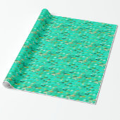 Fischschule, Aqua, Green und Gold Geschenkpapier (Ungerollt)