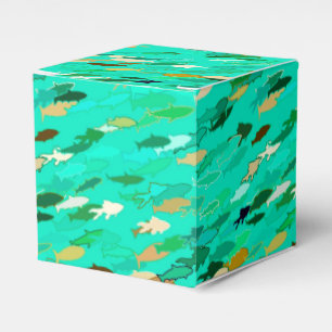Fischschule, Aqua, Green und Gold Geschenkschachtel