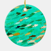 Fischschule, Aqua, Green und Gold Keramikornament (Hinten)