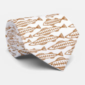 Fischschule - Brown on White Krawatte (Gerollt)