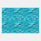 Fischschule, Dark Blue, Aqua und Türkis Geschenkpapier Set (Vorderseite 3)