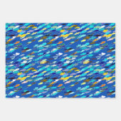 Fischschule, Dark Blue, Aqua und Türkis Geschenkpapier Set (Vorderseite)