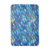 Fischschule, dunkelblau, weiß und türkis badematte (Vorderseite Vertikal)