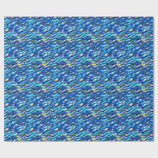 Fischschule, dunkelblau, weiß und türkis geschenkpapier (Flach)