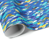 Fischschule, dunkelblau, weiß und türkis geschenkpapier (Rolleneckpunkt)