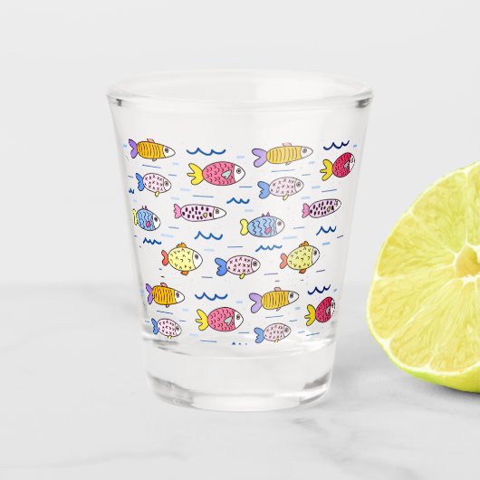 Fischschule Schnapsglas (Vorderseite)