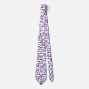 Fischschule - Tiefe Violette auf Weiß Krawatte
