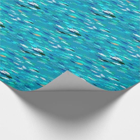Fischschule, Türkis, Blau und Aqua Geschenkpapier (Ecke)