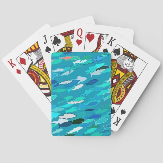 Fischschule, Türkis, Blau und Aqua Spielkarten (Rückseite)