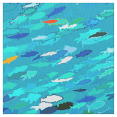 Fischschule, Türkis, Blau und Aqua Stoff (Nahaufnahme)