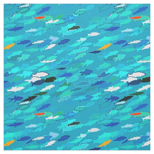 Fischschule, Türkis, Blau und Aqua Stoff (Muster)