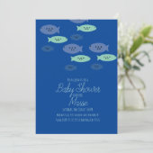 Fischschwimmen Aquarium Blue Baby Dusche Einladung (Stehend Vorderseite)